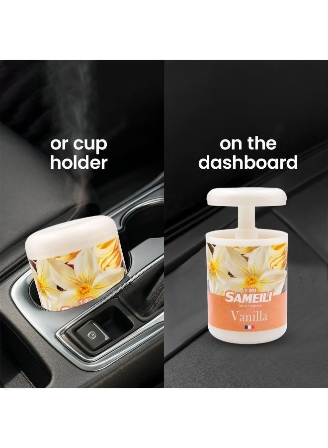 ساميلي معطر جو جل برائحة الفانيليا للسيارة - رائحة تدوم طويلاً، تصميم مانع للتسرب، للاستخدام في حامل الأكواب أو لوحة القيادة، رائحة فانيليا منعشة لسيارات الدفع الرباعي والسيدان Y-003 - Image 5